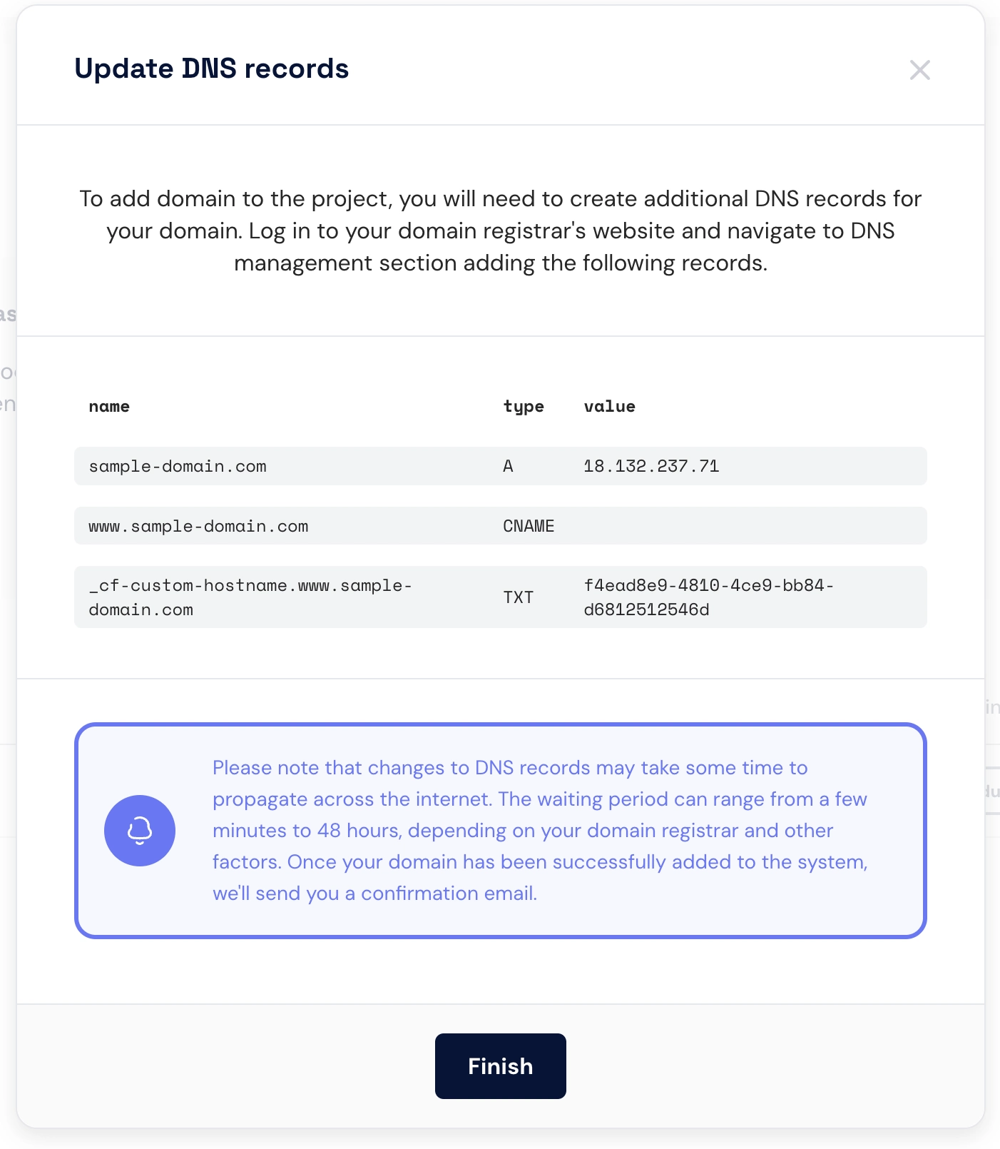 Domain DNS details