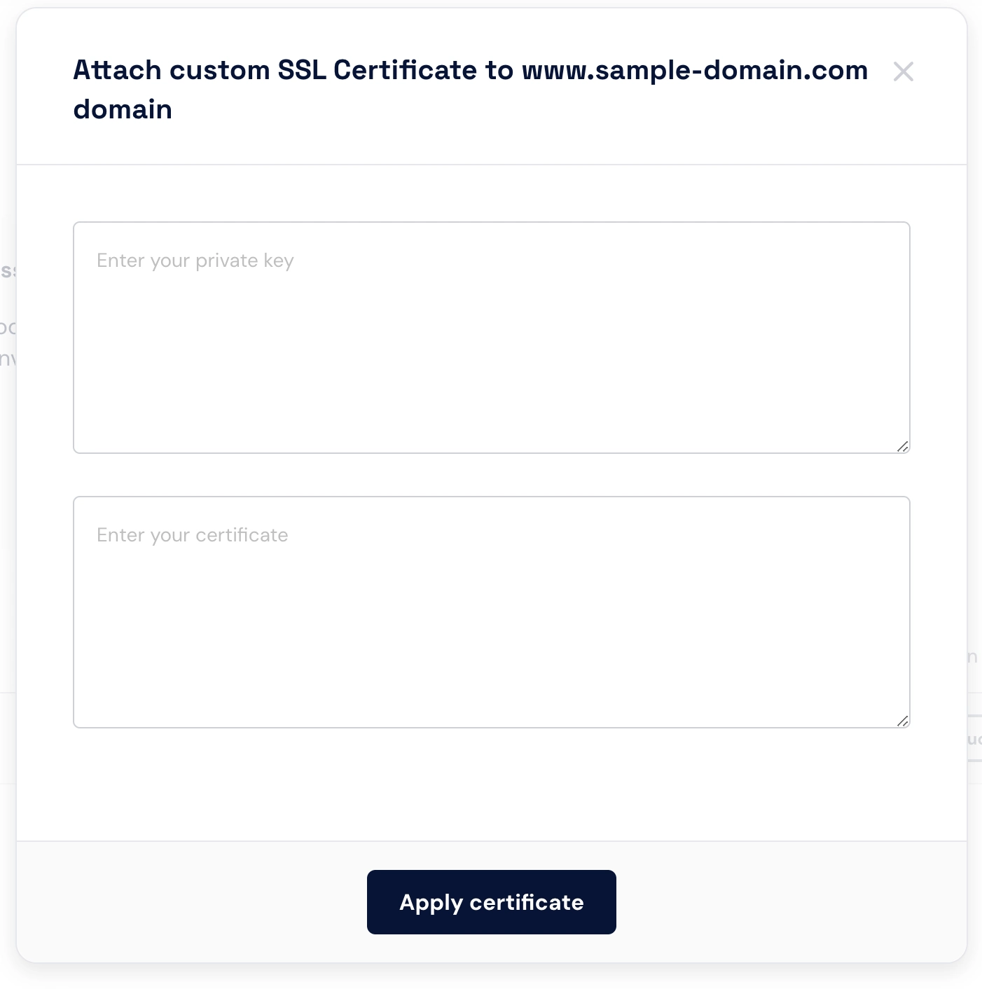 SSL certificate form