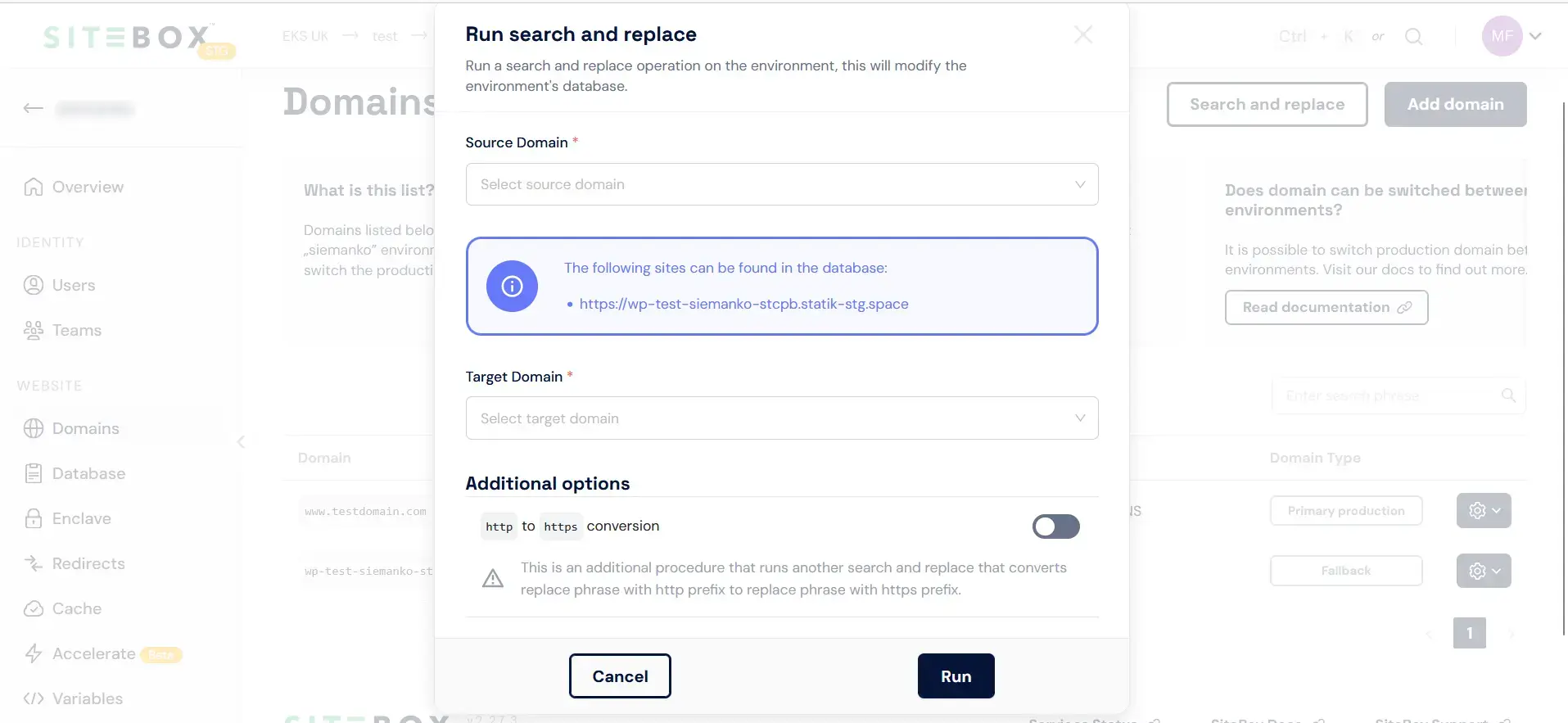 Search and replace form