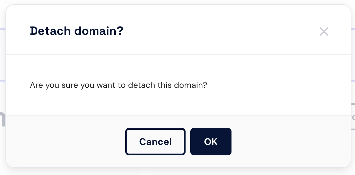 Detach domain confirmation