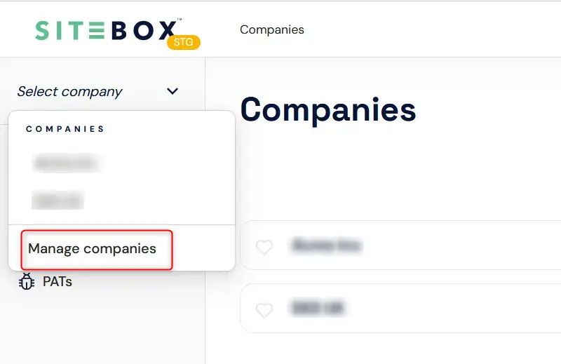 Opened dropdown 'Select Company'