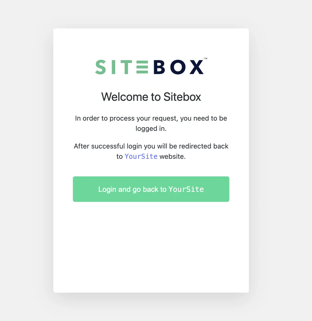 SiteBox Identity login page