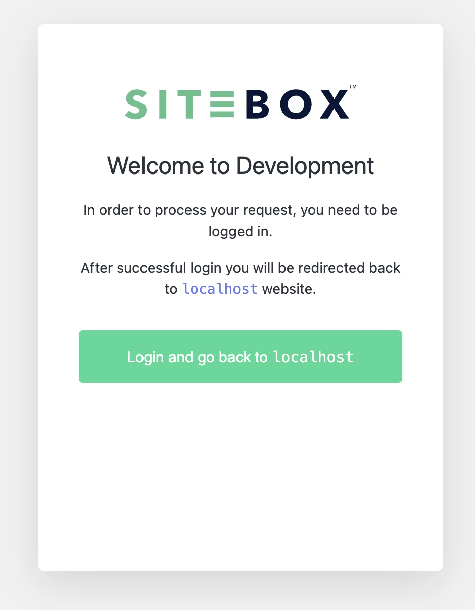 SiteBox Login Form