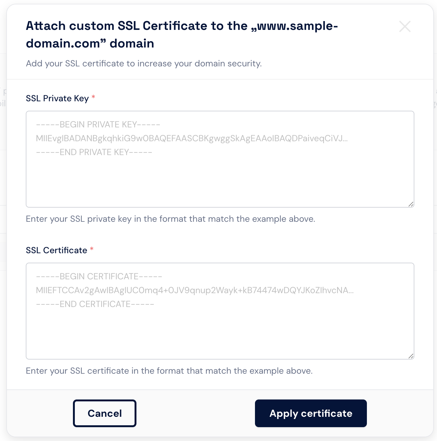 Attach Custom SSL view