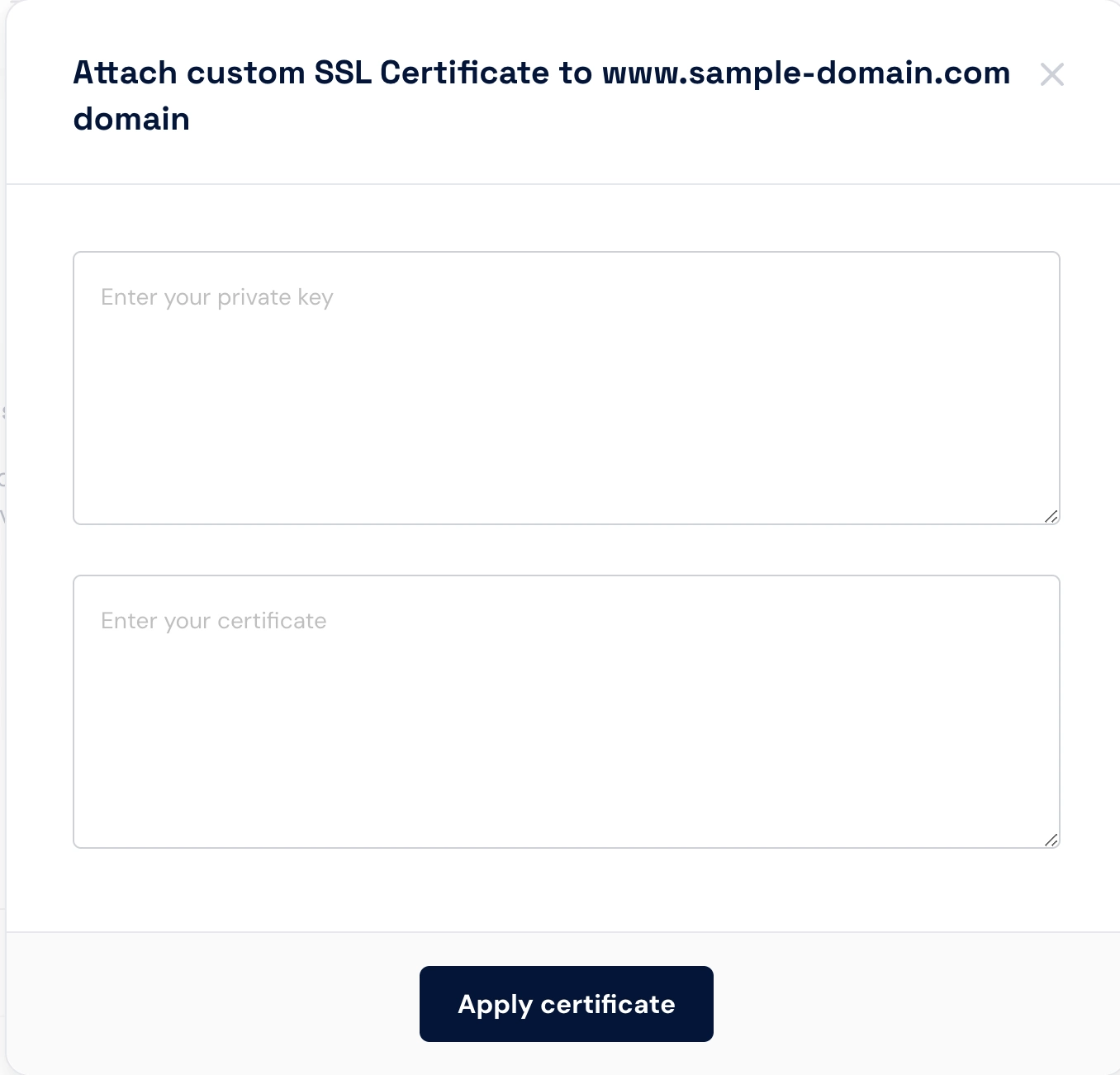 Attach Custom SSL view